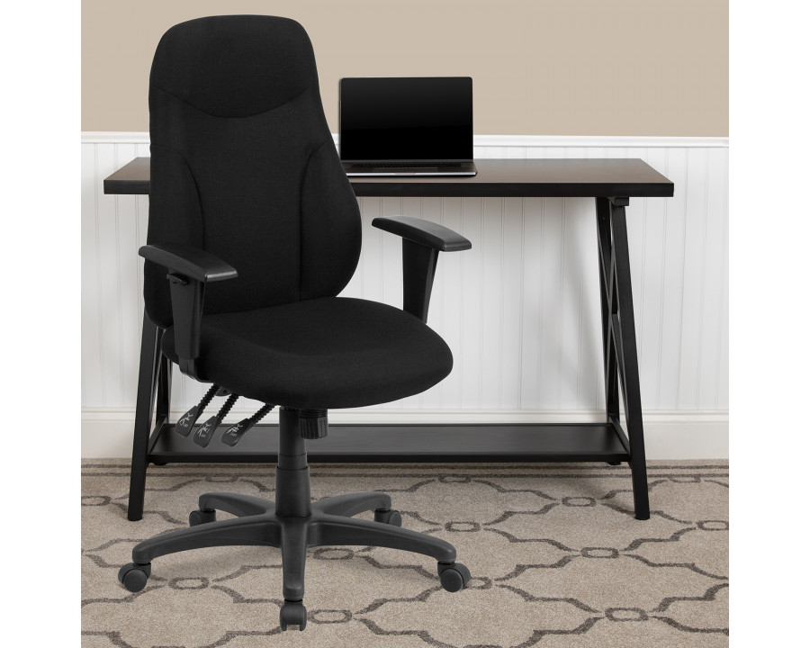 BLNK Hughes Fabric High-Back Multifunction Swivel Ergonomic Task Office Chair - with Adjustable Arms