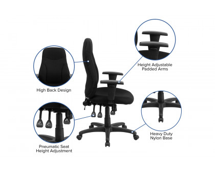 BLNK Hughes Fabric High-Back Multifunction Swivel Ergonomic Task Office Chair - with Adjustable Arms