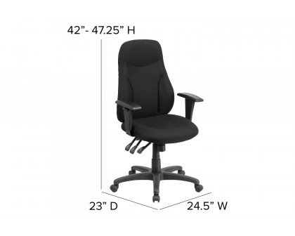 BLNK Hughes Fabric High-Back Multifunction Swivel Ergonomic Task Office Chair - with Adjustable Arms