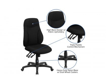 BLNK Hughes Fabric High-Back Multifunction Swivel Ergonomic Task Office Chair