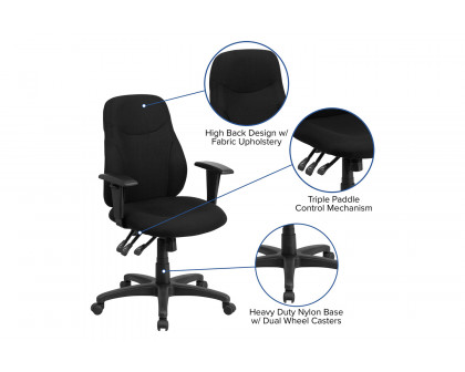 BLNK Brandy Fabric Mid-Back Multifunction Swivel Ergonomic Task Office Chair - with Adjustable Arms