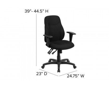 BLNK Brandy Fabric Mid-Back Multifunction Swivel Ergonomic Task Office Chair - with Adjustable Arms