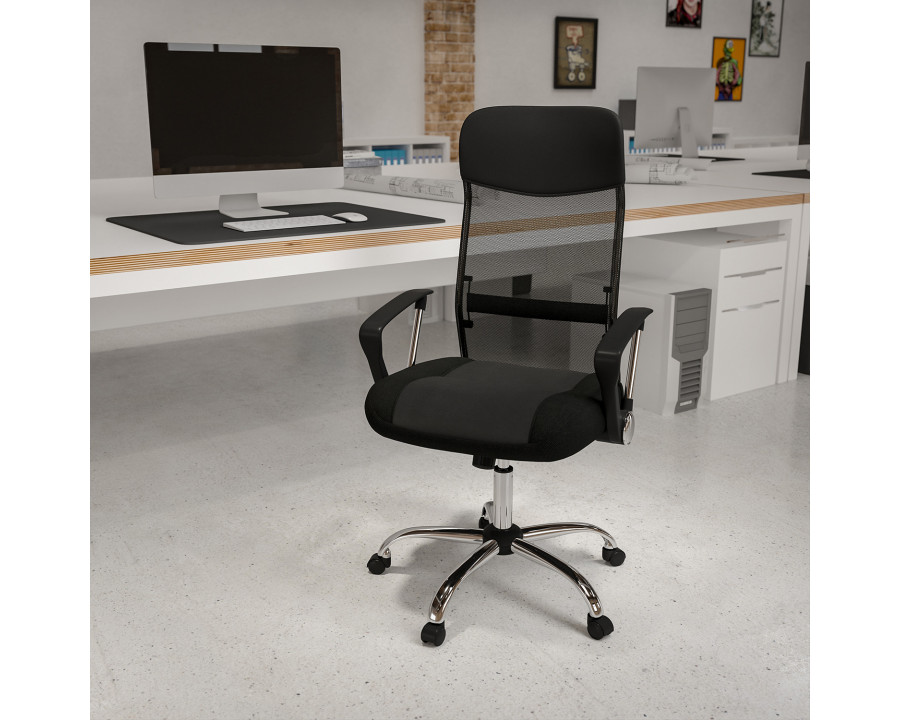 BLNK - Abney Leather High-Back Mesh Swivel Task Office Chair with Arms