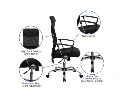 BLNK - Abney Leather High-Back Mesh Swivel Task Office Chair with Arms