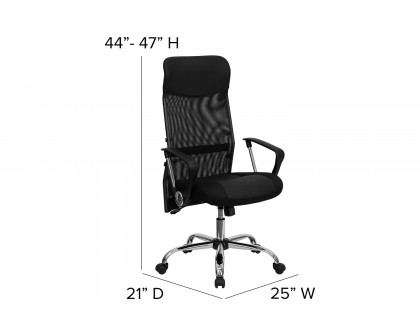 BLNK - Abney Leather High-Back Mesh Swivel Task Office Chair with Arms