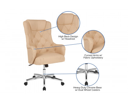 BLNK Chambord Fabric Chambord Home and Office Upholstered High Back Chair - Beige