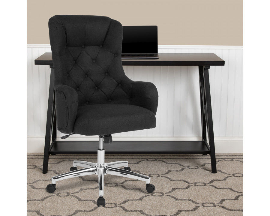 BLNK Chambord Fabric Chambord Home and Office Upholstered High Back Chair - Black