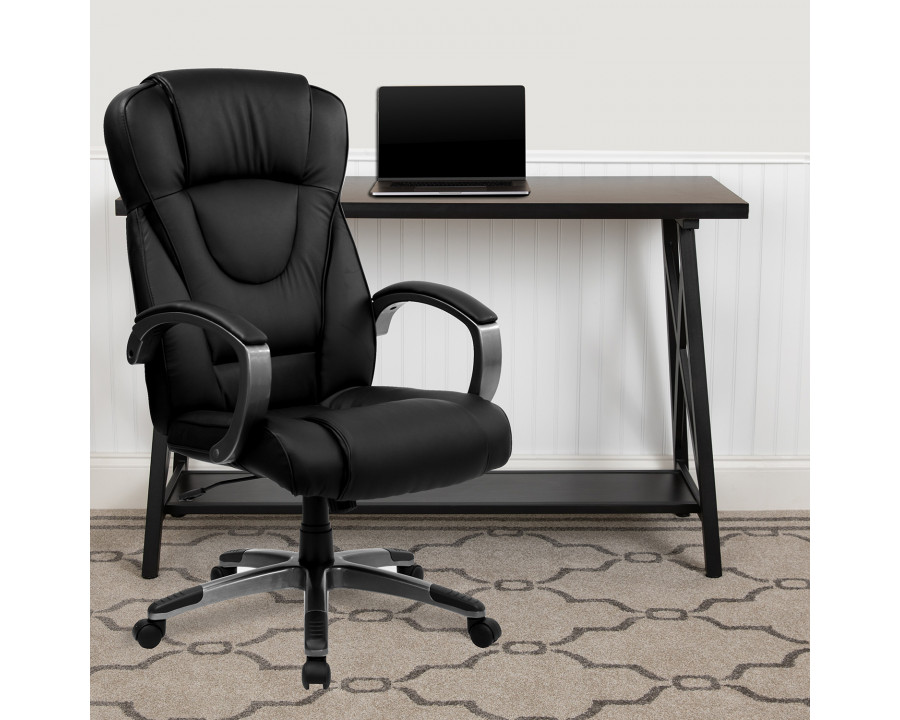 BLNK Hansel LeatherSoft High-Back Executive Swivel Office Chair with Titanium Nylon Base and Loop Arms