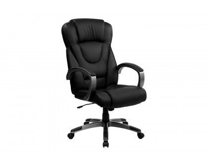 BLNK Hansel LeatherSoft High-Back Executive Swivel Office Chair with Titanium Nylon Base and Loop Arms