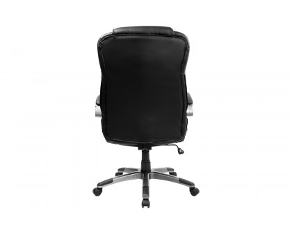 BLNK Hansel LeatherSoft High-Back Executive Swivel Office Chair with Titanium Nylon Base and Loop Arms - Black