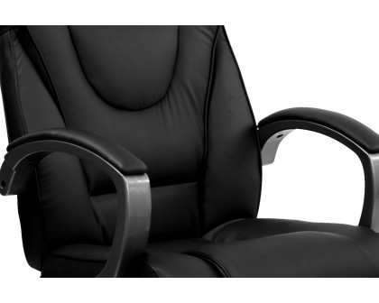 BLNK Hansel LeatherSoft High-Back Executive Swivel Office Chair with Titanium Nylon Base and Loop Arms - Black