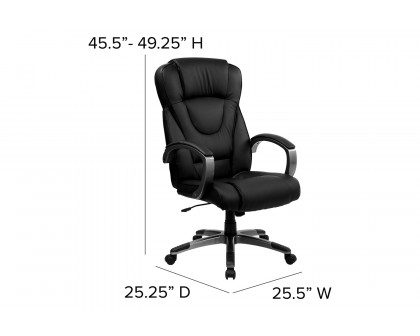 BLNK Hansel LeatherSoft High-Back Executive Swivel Office Chair with Titanium Nylon Base and Loop Arms - Black