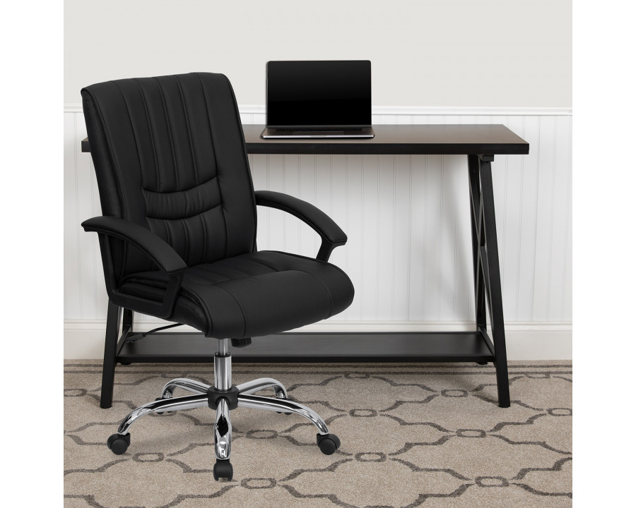 BLNK - Hansel LeatherSoft Mid-Back Swivel Manager's Office Chair with Arms