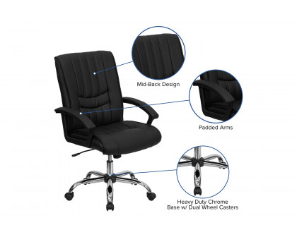 BLNK - Hansel LeatherSoft Mid-Back Swivel Manager's Office Chair with Arms