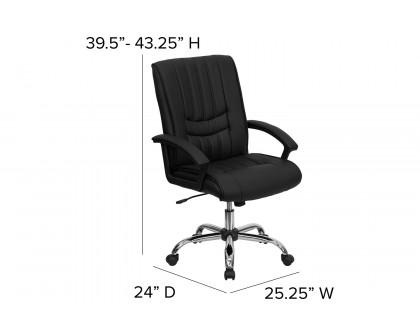 BLNK - Hansel LeatherSoft Mid-Back Swivel Manager's Office Chair with Arms