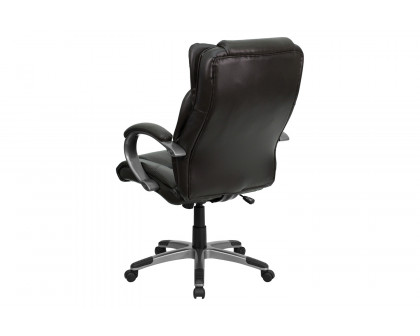 BLNK Hansel LeatherSoft High-Back Executive Swivel Office Chair with Titanium Nylon Base and Loop Arms - Espresso Brown