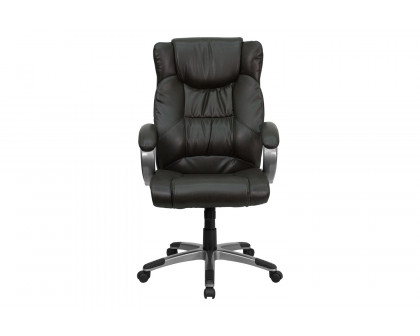 BLNK Hansel LeatherSoft High-Back Executive Swivel Office Chair with Titanium Nylon Base and Loop Arms - Espresso Brown