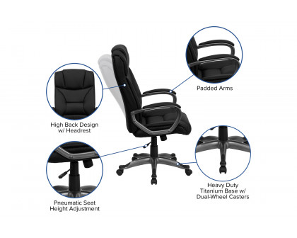 BLNK - Hansel LeatherSoft High-Back Executive Swivel Office Chair with Padded Arms