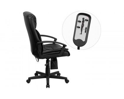 BLNK - Sumter LeatherSoft High-Back Ergonomic Massaging Executive Swivel Office Chair with Side Remote Pocket and Arms