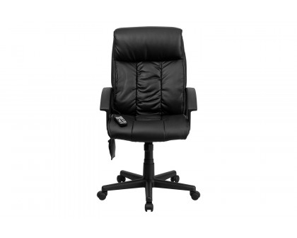 BLNK - Sumter LeatherSoft High-Back Ergonomic Massaging Executive Swivel Office Chair with Side Remote Pocket and Arms