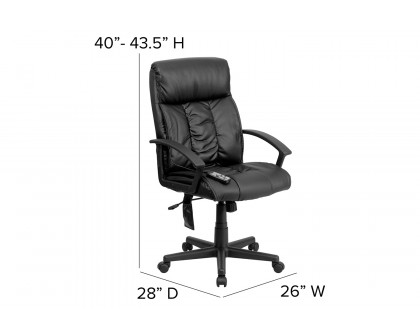 BLNK - Sumter LeatherSoft High-Back Ergonomic Massaging Executive Swivel Office Chair with Side Remote Pocket and Arms