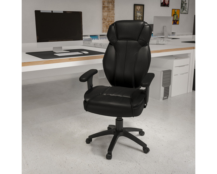 BLNK - Hansel LeatherSoft High-Back Multifunction Executive Swivel Ergonomic Office Chair with Lumbar Support Knob with Arms