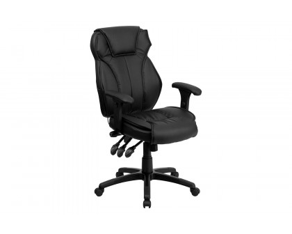 BLNK - Hansel LeatherSoft High-Back Multifunction Executive Swivel Ergonomic Office Chair with Lumbar Support Knob with Arms