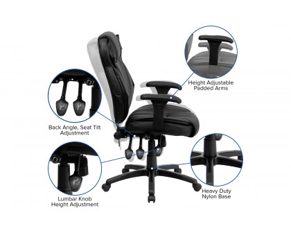 BLNK - Hansel LeatherSoft High-Back Multifunction Executive Swivel Ergonomic Office Chair with Lumbar Support Knob with Arms