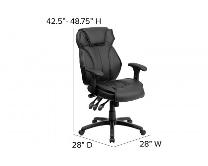 BLNK - Hansel LeatherSoft High-Back Multifunction Executive Swivel Ergonomic Office Chair with Lumbar Support Knob with Arms