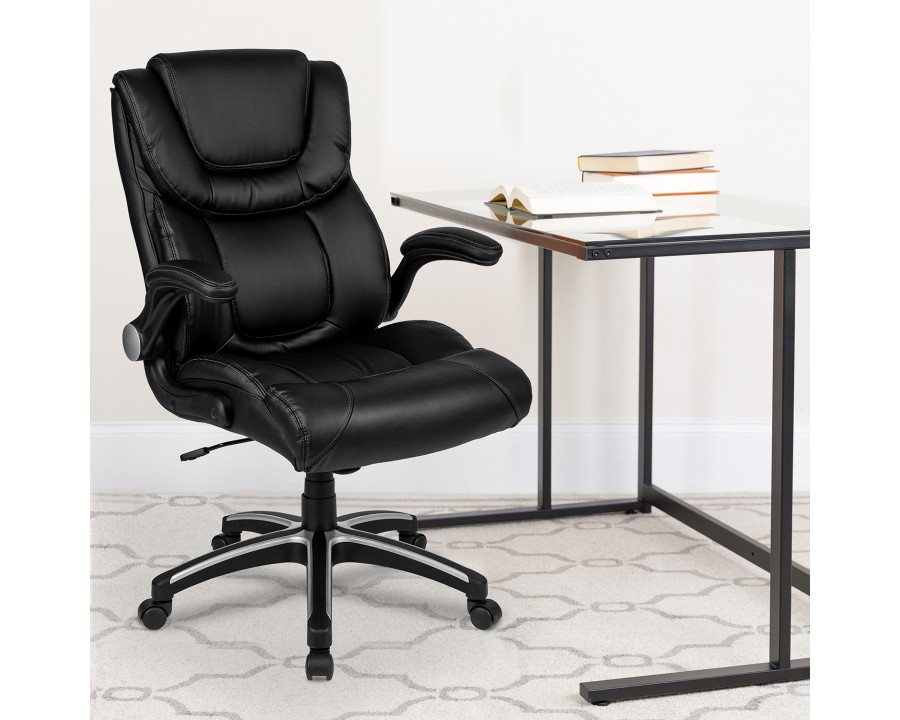 BLNK - Hansel LeatherSoft High-Back Executive Swivel Office Chair with Double Layered Headrest and Open Arms