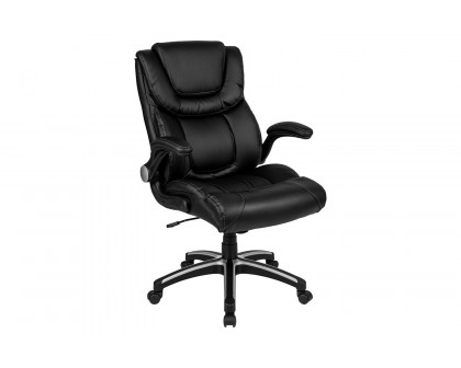 BLNK - Hansel LeatherSoft High-Back Executive Swivel Office Chair with Double Layered Headrest and Open Arms