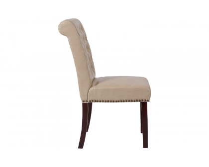 BLNK™ HERCULES Series LeatherSoft Parsons Chair with Rolled Back, Accent Nail Trim and Walnut Finish - Beige