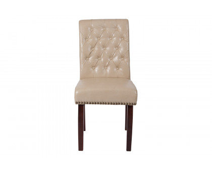 BLNK™ HERCULES Series LeatherSoft Parsons Chair with Rolled Back, Accent Nail Trim and Walnut Finish - Beige