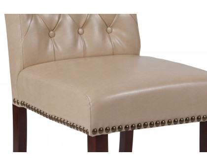 BLNK™ HERCULES Series LeatherSoft Parsons Chair with Rolled Back, Accent Nail Trim and Walnut Finish - Beige