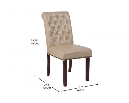 BLNK™ HERCULES Series LeatherSoft Parsons Chair with Rolled Back, Accent Nail Trim and Walnut Finish - Beige