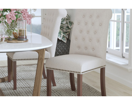 BLNK HERCULES Series Fabric Parsons Chair with Rolled Back, Accent Nail Trim and Walnut Finish