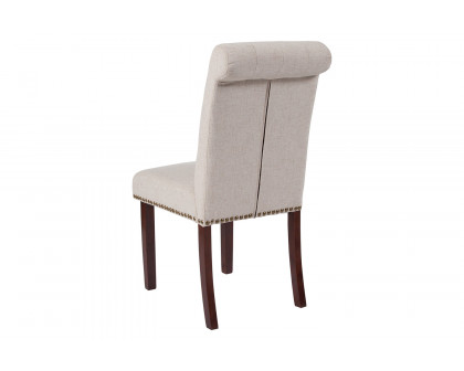 BLNK™ HERCULES Series Fabric Parsons Chair with Rolled Back, Accent Nail Trim and Walnut Finish - Beige