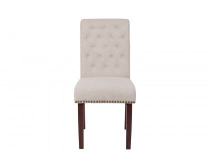 BLNK™ HERCULES Series Fabric Parsons Chair with Rolled Back, Accent Nail Trim and Walnut Finish - Beige