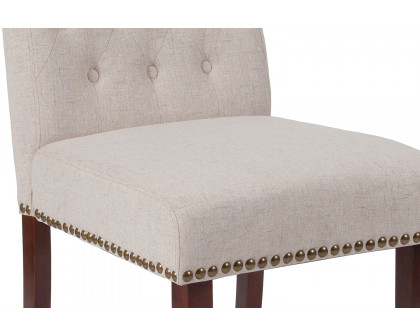 BLNK™ HERCULES Series Fabric Parsons Chair with Rolled Back, Accent Nail Trim and Walnut Finish - Beige