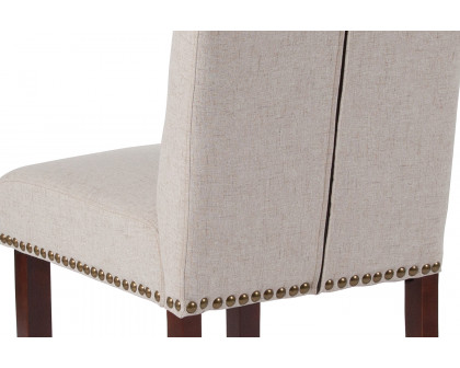 BLNK™ HERCULES Series Fabric Parsons Chair with Rolled Back, Accent Nail Trim and Walnut Finish - Beige