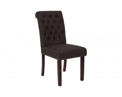 BLNK™ HERCULES Series Fabric Parsons Chair with Rolled Back, Accent Nail Trim and Walnut Finish - Brown