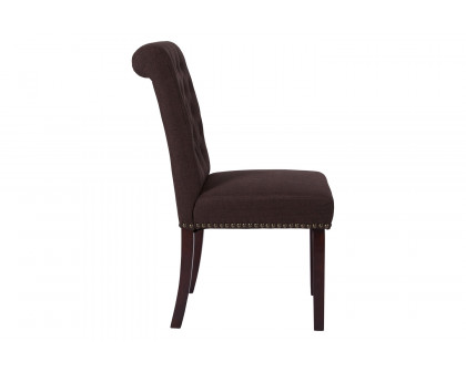 BLNK™ HERCULES Series Fabric Parsons Chair with Rolled Back, Accent Nail Trim and Walnut Finish - Brown