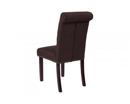 BLNK™ HERCULES Series Fabric Parsons Chair with Rolled Back, Accent Nail Trim and Walnut Finish - Brown