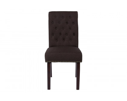 BLNK™ HERCULES Series Fabric Parsons Chair with Rolled Back, Accent Nail Trim and Walnut Finish - Brown