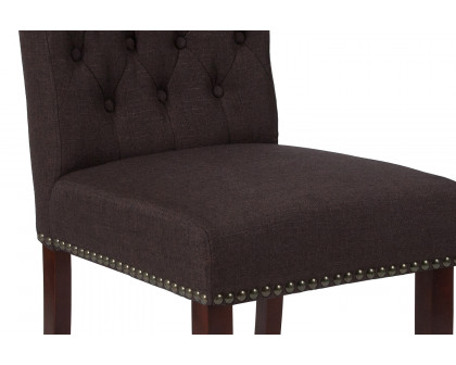 BLNK™ HERCULES Series Fabric Parsons Chair with Rolled Back, Accent Nail Trim and Walnut Finish - Brown