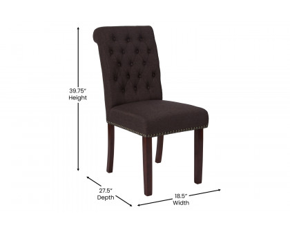 BLNK™ HERCULES Series Fabric Parsons Chair with Rolled Back, Accent Nail Trim and Walnut Finish - Brown