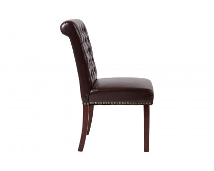 BLNK™ HERCULES Series LeatherSoft Parsons Chair with Rolled Back, Accent Nail Trim and Walnut Finish - Brown