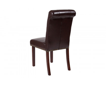 BLNK™ HERCULES Series LeatherSoft Parsons Chair with Rolled Back, Accent Nail Trim and Walnut Finish - Brown