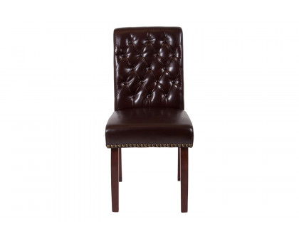 BLNK™ HERCULES Series LeatherSoft Parsons Chair with Rolled Back, Accent Nail Trim and Walnut Finish - Brown