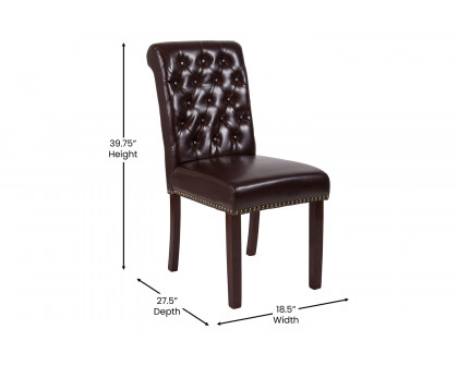 BLNK™ HERCULES Series LeatherSoft Parsons Chair with Rolled Back, Accent Nail Trim and Walnut Finish - Brown